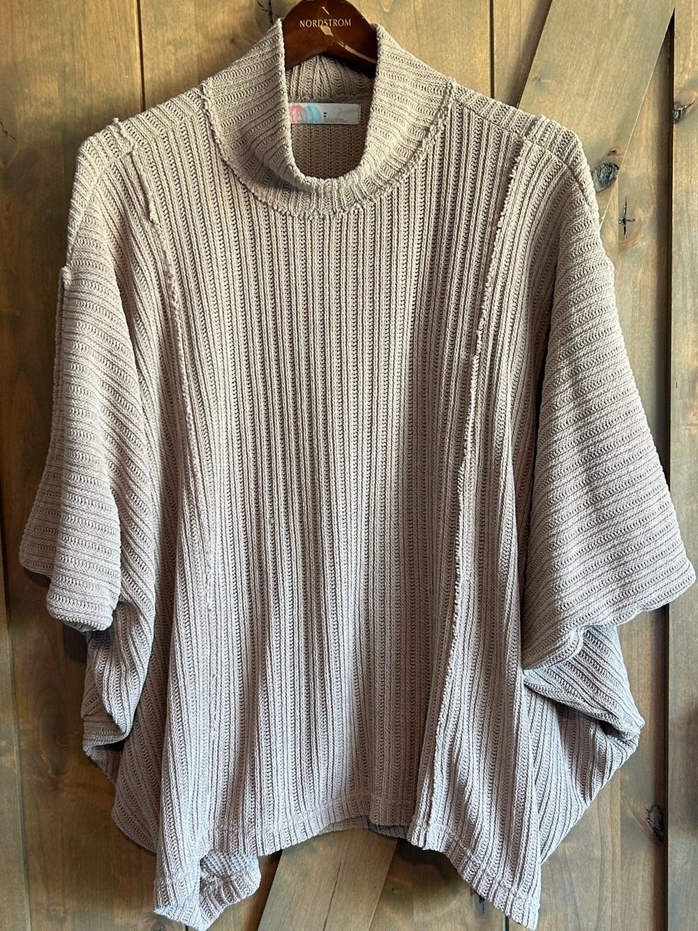 Free People Beach Ribbed Knit Poncho Sweater